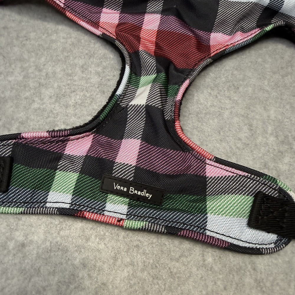 VERA BRADLEY Dog Harness Pink Multicolor Plaid Fleece Lined Size M/L